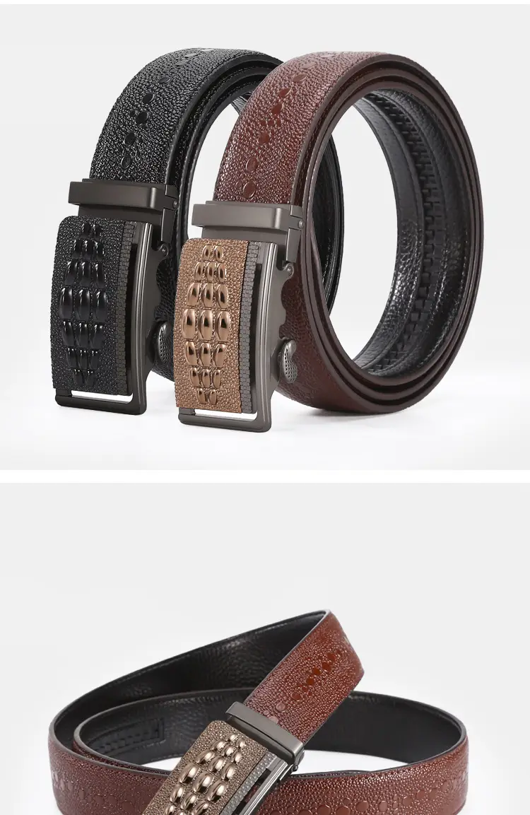 Men's Croc Belt Brown Black Silver Buckle Wholesale β feature 6