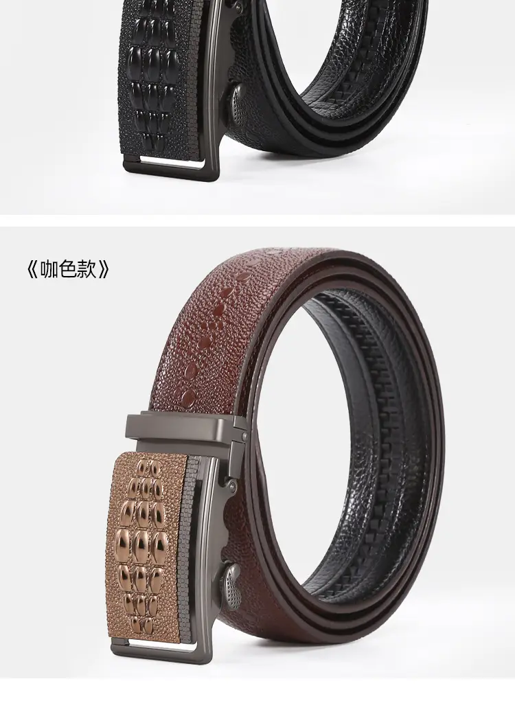 Men's Croc Belt Brown Black Silver Buckle Wholesale β feature 8