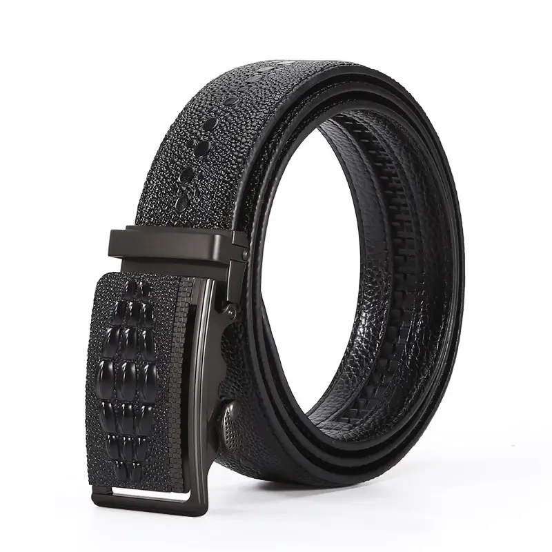 Men's Croc Belt Brown Black Silver Buckle Wholesale