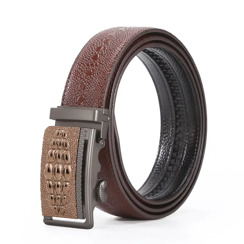 Men's Croc Belt Brown Black Silver Buckle Wholesale - Image 2