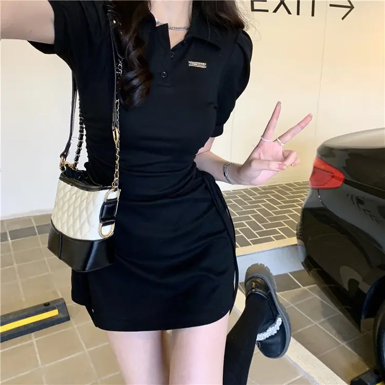 Women Polo Collar Dress Slim Fit Black Skirt 2025 — feature 17