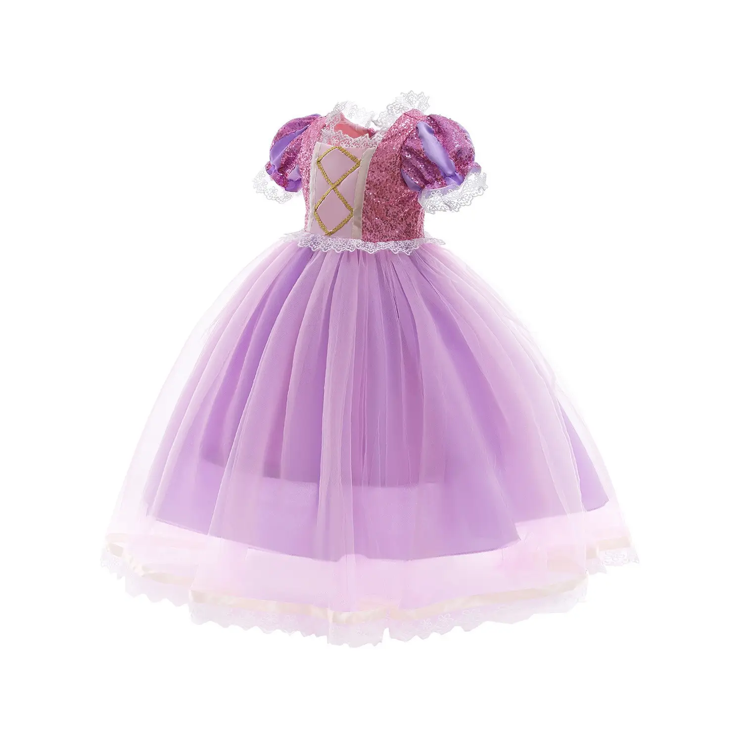 Purple Crossbody Rapunzel Dress for Girls with Crown & Gloves — feature 10