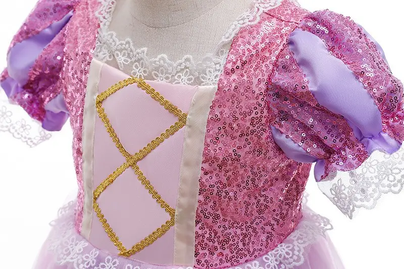 Purple Crossbody Rapunzel Dress for Girls with Crown & Gloves — feature 12