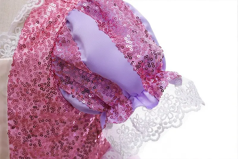 Purple Crossbody Rapunzel Dress for Girls with Crown & Gloves — feature 13