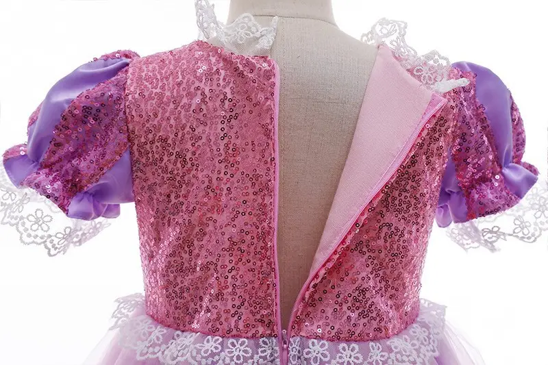 Purple Crossbody Rapunzel Dress for Girls with Crown & Gloves — feature 15