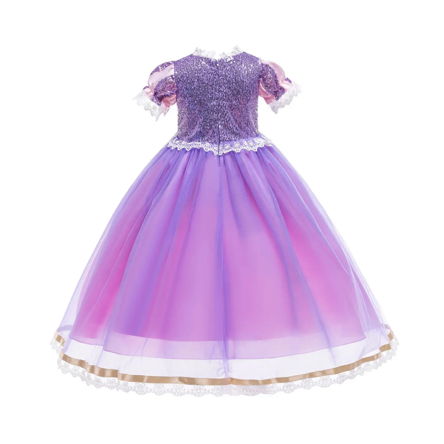 Purple Crossbody Rapunzel Dress for Girls with Crown & Gloves — feature 28