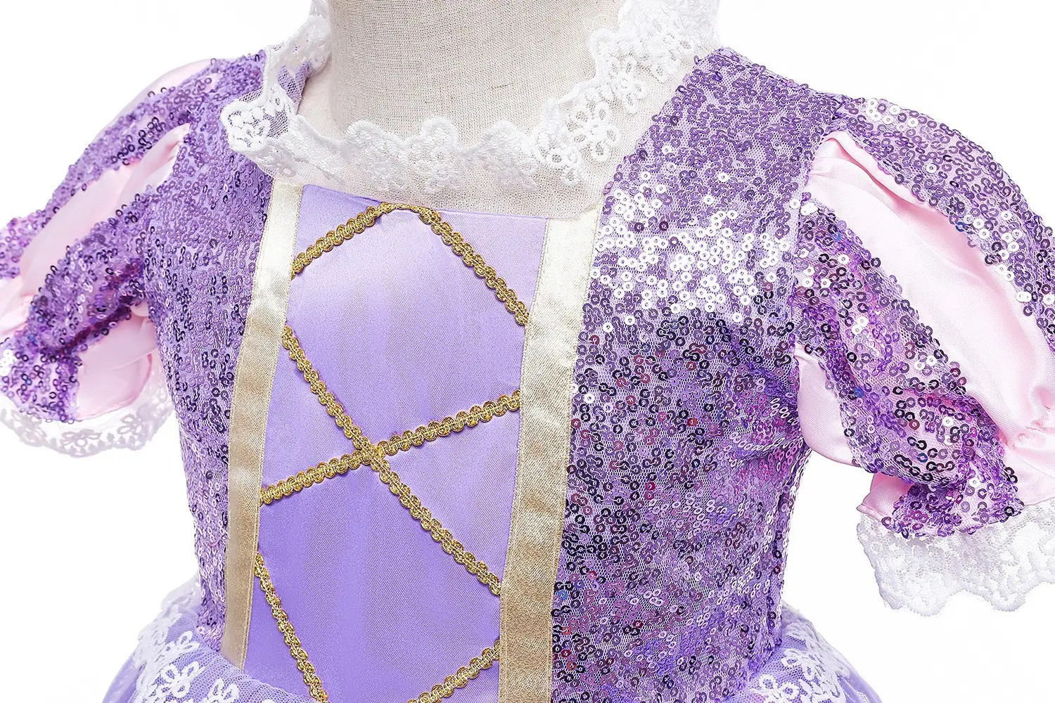 Purple Crossbody Rapunzel Dress for Girls with Crown & Gloves — feature 29
