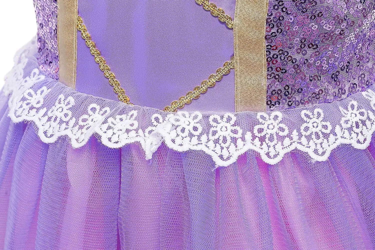 Purple Crossbody Rapunzel Dress for Girls with Crown & Gloves — feature 30