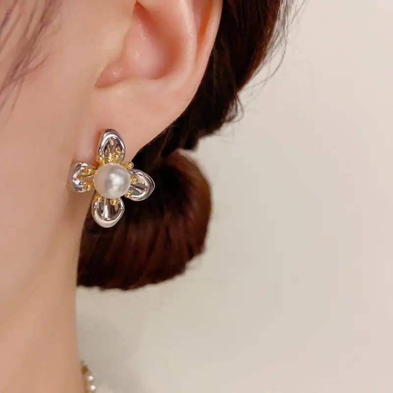 925 Silver Zircon Pearl Geometric Earrings — feature 16