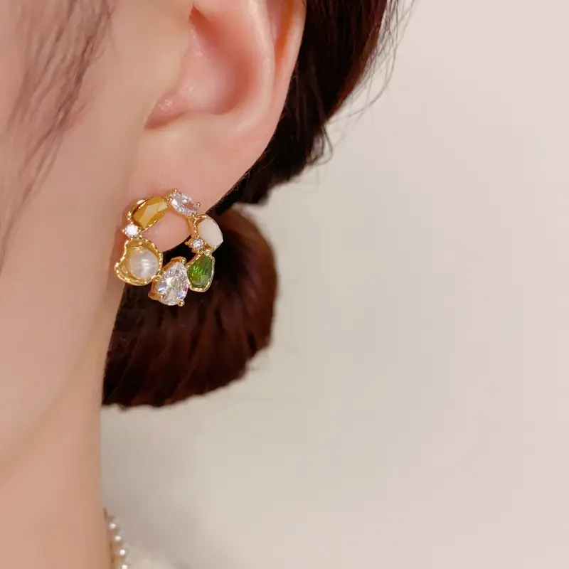 925 Silver Zircon Pearl Geometric Earrings — feature 18