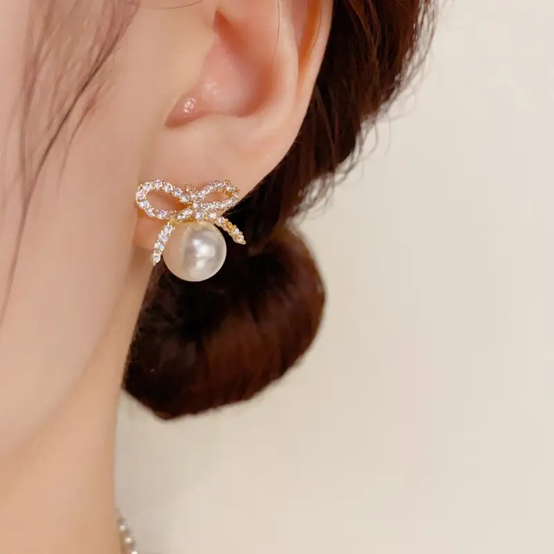 925 Silver Zircon Pearl Geometric Earrings — feature 20