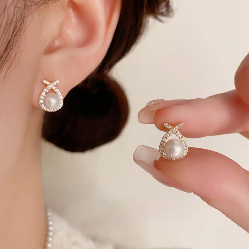 925 Silver Zircon Pearl Geometric Earrings — feature 26