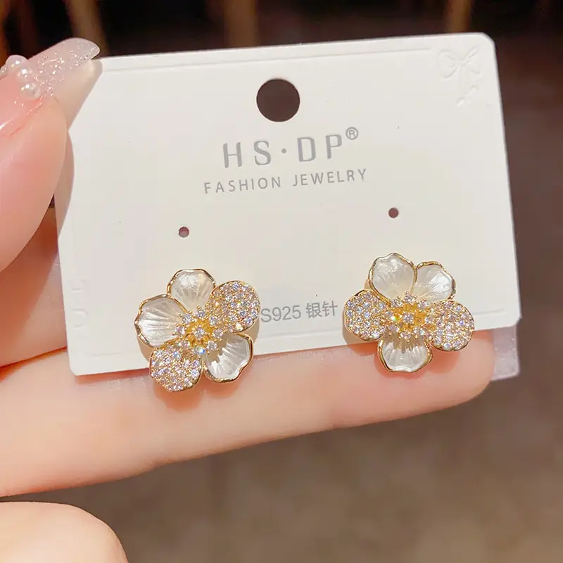 925 Silver Zircon Pearl Geometric Earrings - Image 68