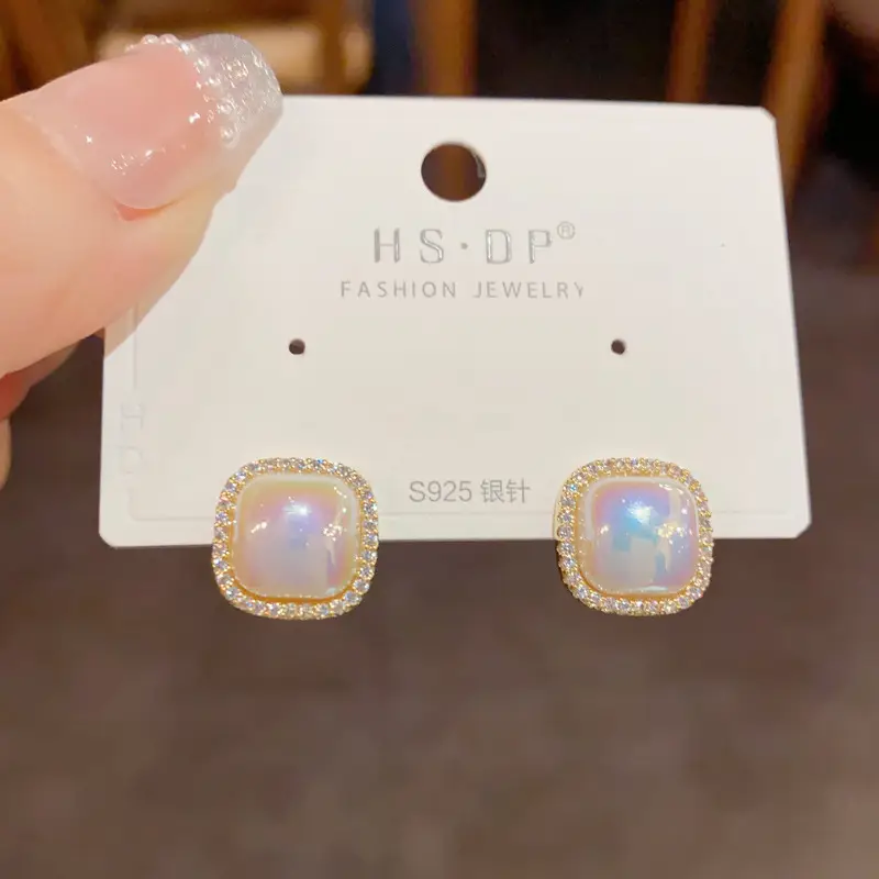 925 Silver Zircon Pearl Geometric Earrings - Image 69