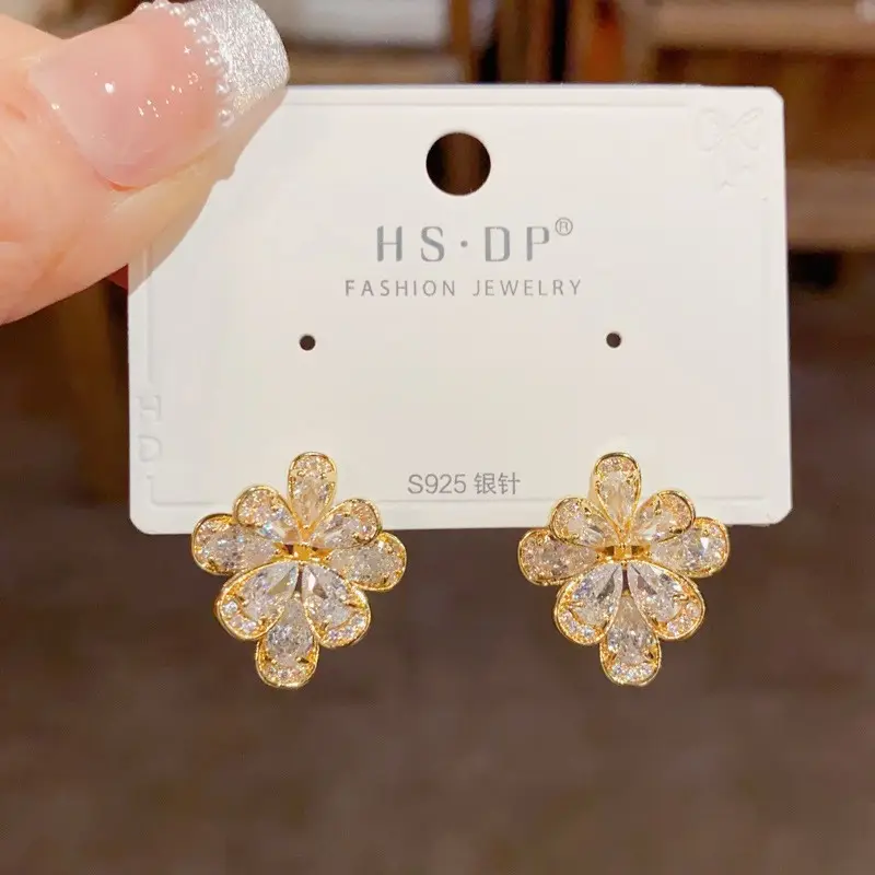 925 Silver Zircon Pearl Geometric Earrings - Image 71
