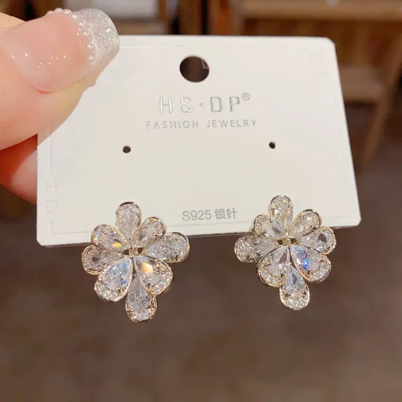925 Silver Zircon Pearl Geometric Earrings - Image 72