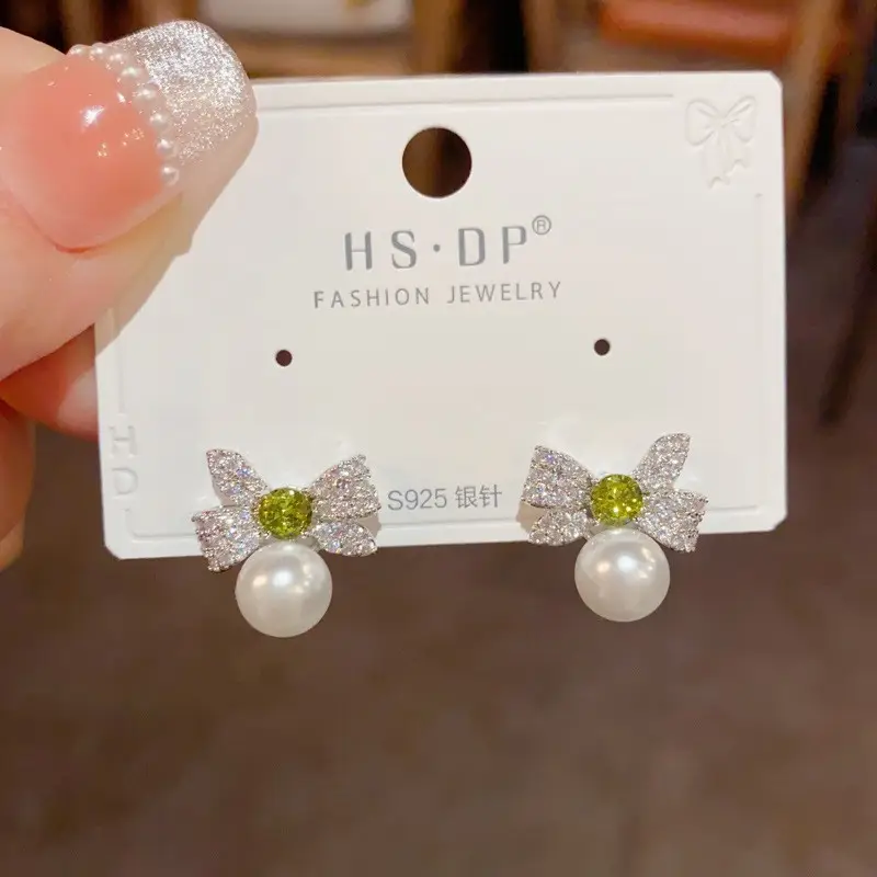 925 Silver Zircon Pearl Geometric Earrings - Image 80