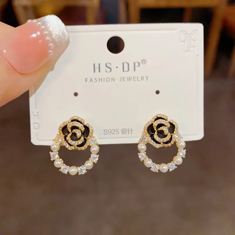 925 Silver Zircon Pearl Geometric Earrings - Image 81