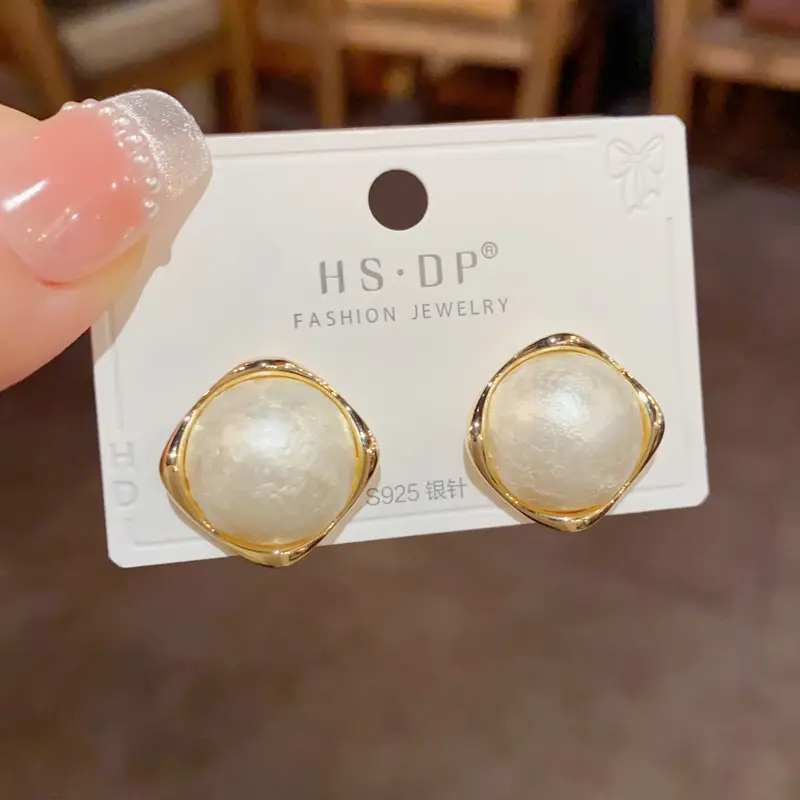 925 Silver Zircon Pearl Geometric Earrings - Image 83