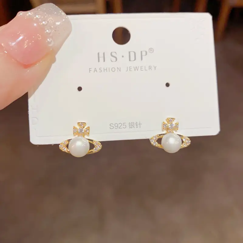 925 Silver Zircon Pearl Geometric Earrings - Image 12