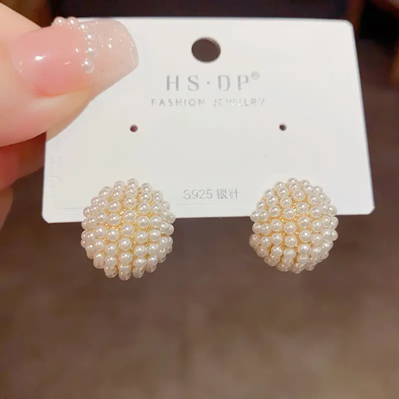 925 Silver Zircon Pearl Geometric Earrings - Image 14