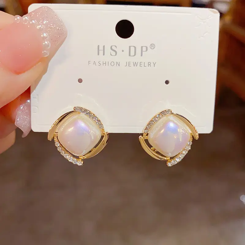 925 Silver Zircon Pearl Geometric Earrings - Image 15