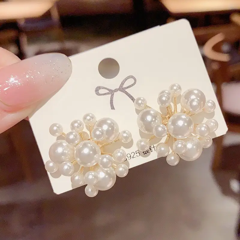 925 Silver Zircon Pearl Geometric Earrings - Image 21