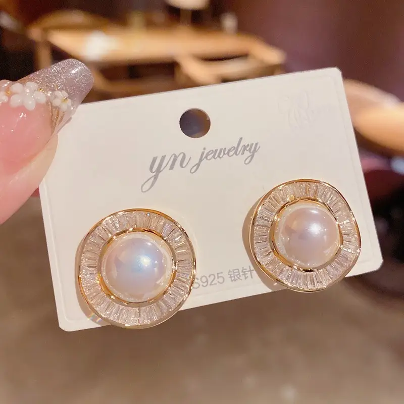 925 Silver Zircon Pearl Geometric Earrings - Image 32