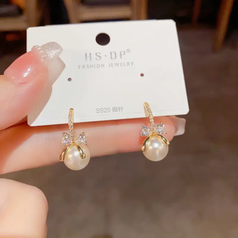 925 Silver Zircon Pearl Geometric Earrings — feature 7