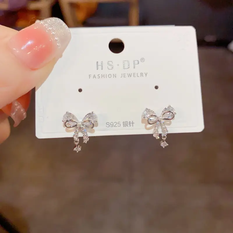 925 Silver Zircon Pearl Geometric Earrings - Image 38