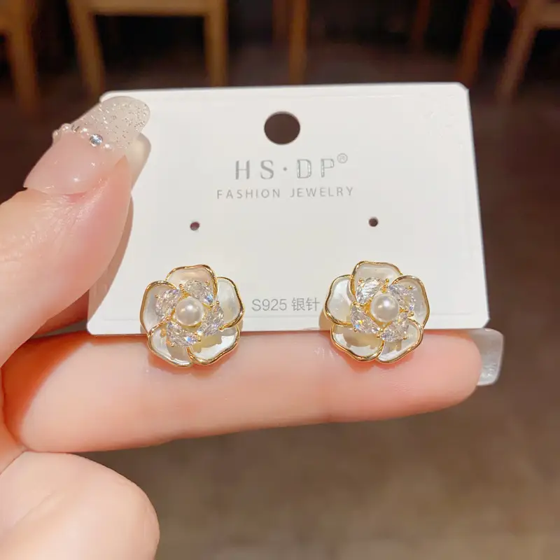 925 Silver Zircon Pearl Geometric Earrings - Image 46