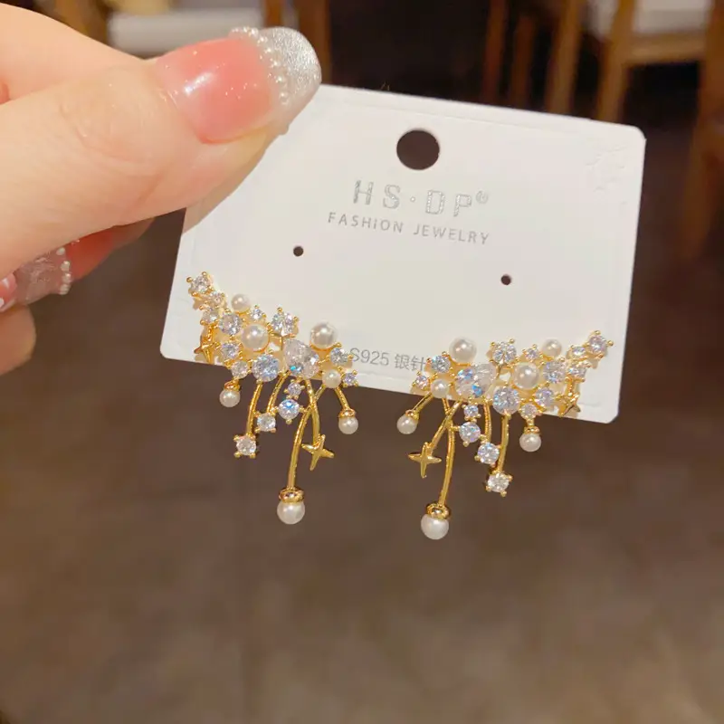 925 Silver Zircon Pearl Geometric Earrings — feature 4