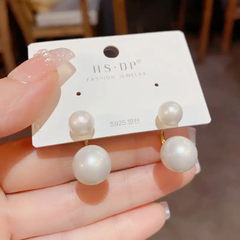 925 Silver Zircon Pearl Geometric Earrings - Image 51