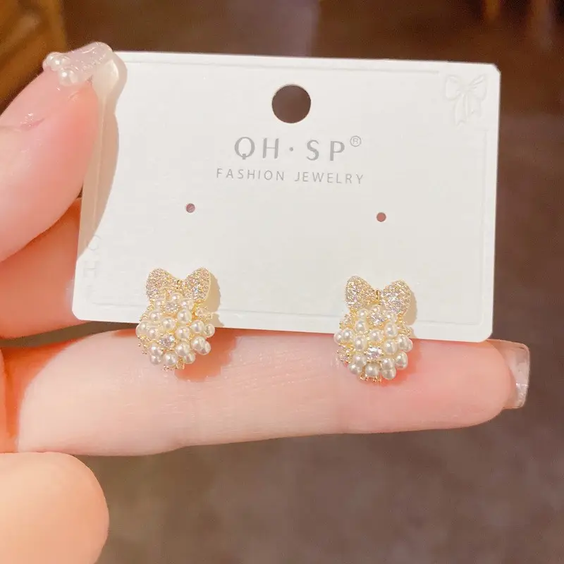 925 Silver Zircon Pearl Geometric Earrings - Image 52