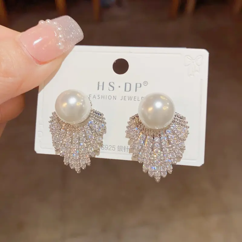 925 Silver Zircon Pearl Geometric Earrings — feature 25