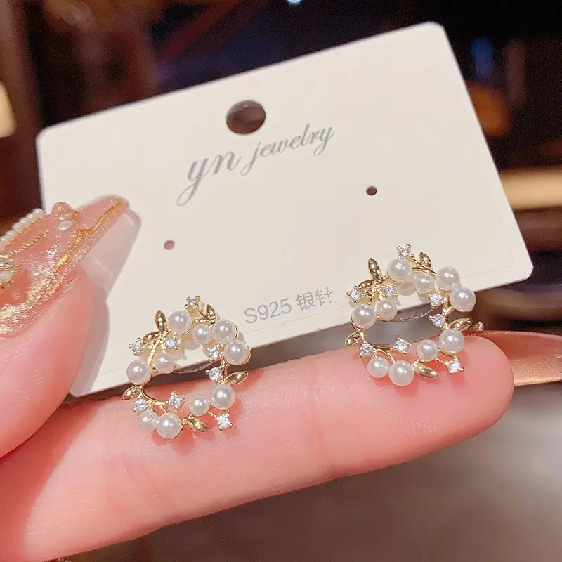 925 Silver Zircon Pearl Geometric Earrings - Image 58