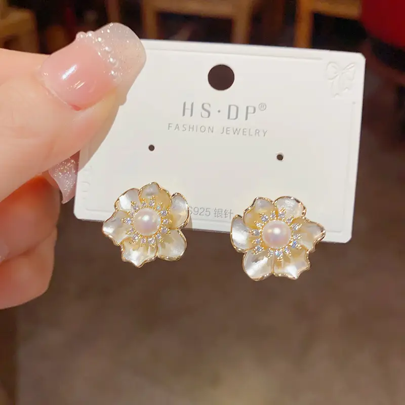925 Silver Zircon Pearl Geometric Earrings — feature 21