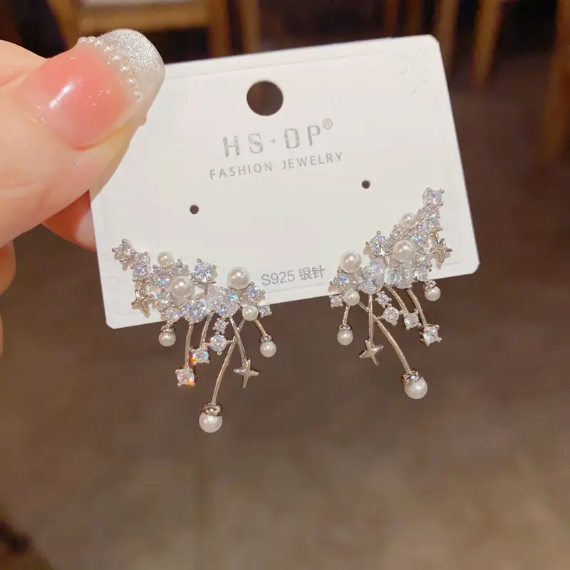 925 Silver Zircon Pearl Geometric Earrings — feature 5