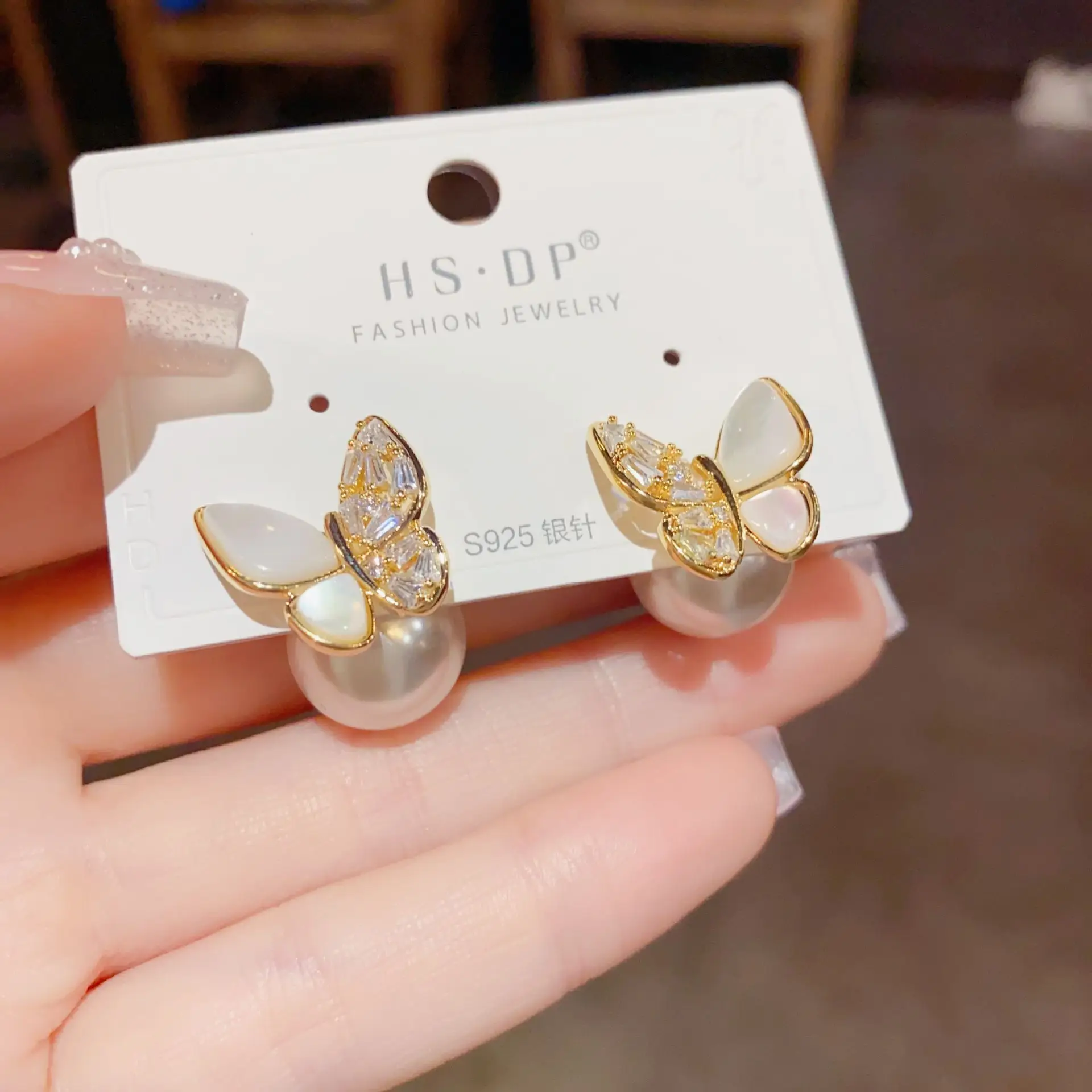 925 Silver Zircon Pearl Geometric Earrings — feature 17