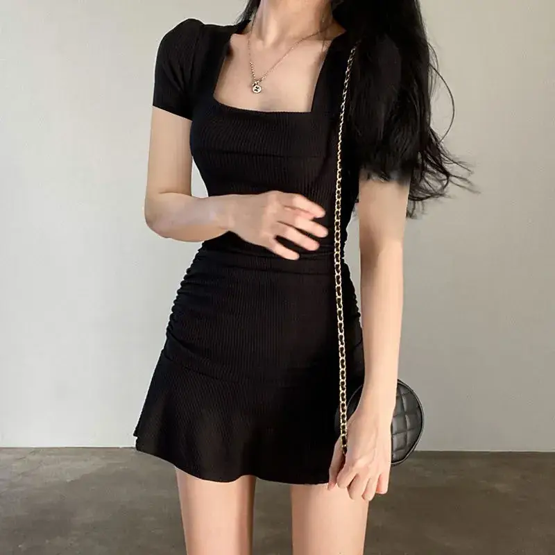 Black Slim Fit Short Skirt Dress for Women 2023 - Image 2
