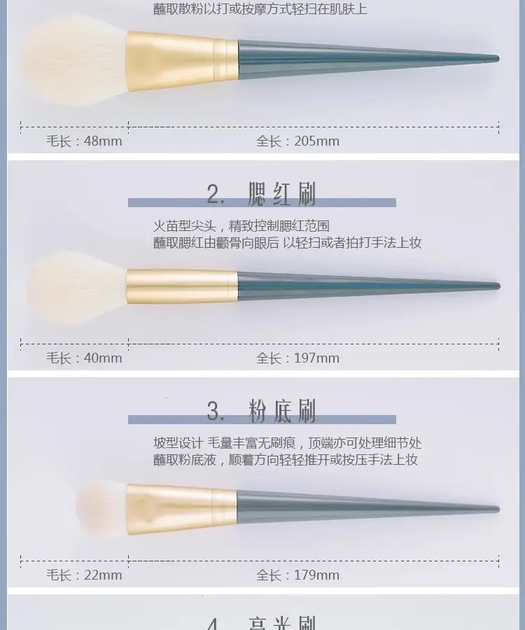 10-Piece Makeup Brush Set for Blush, Concealer, Eye Shadow & Contour β feature 9
