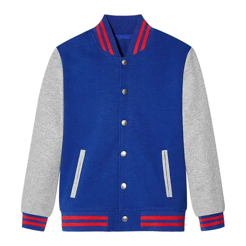Children British Preppy Baseball Suit Royal Blue Gray Pants - Image 6