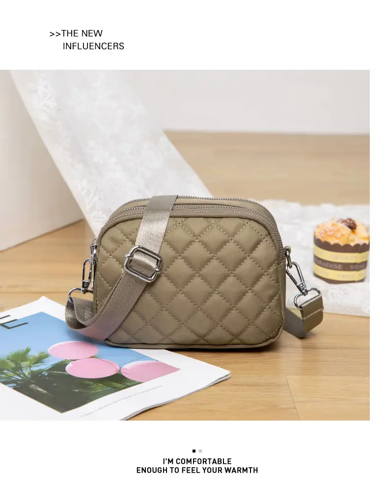 Black Rhombus Crossbody Bag with Patterned Strap — feature 19