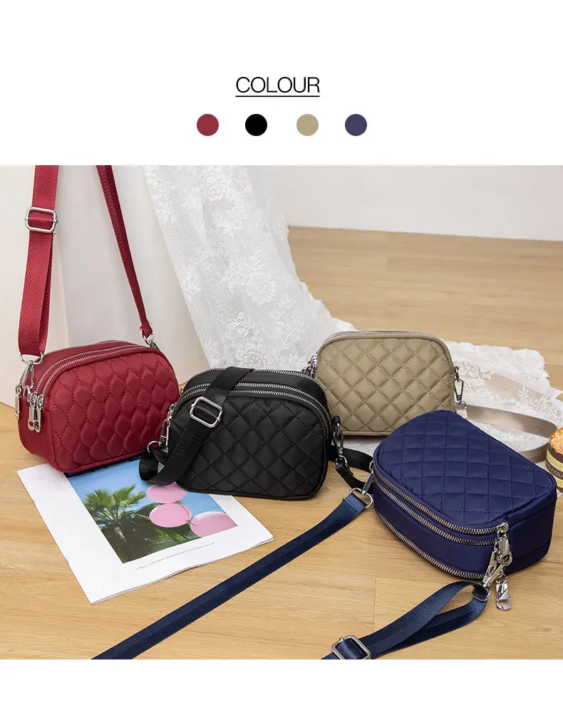 Black Rhombus Crossbody Bag with Patterned Strap — feature 5