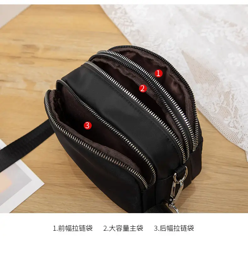 Black Rhombus Crossbody Bag with Patterned Strap — feature 8