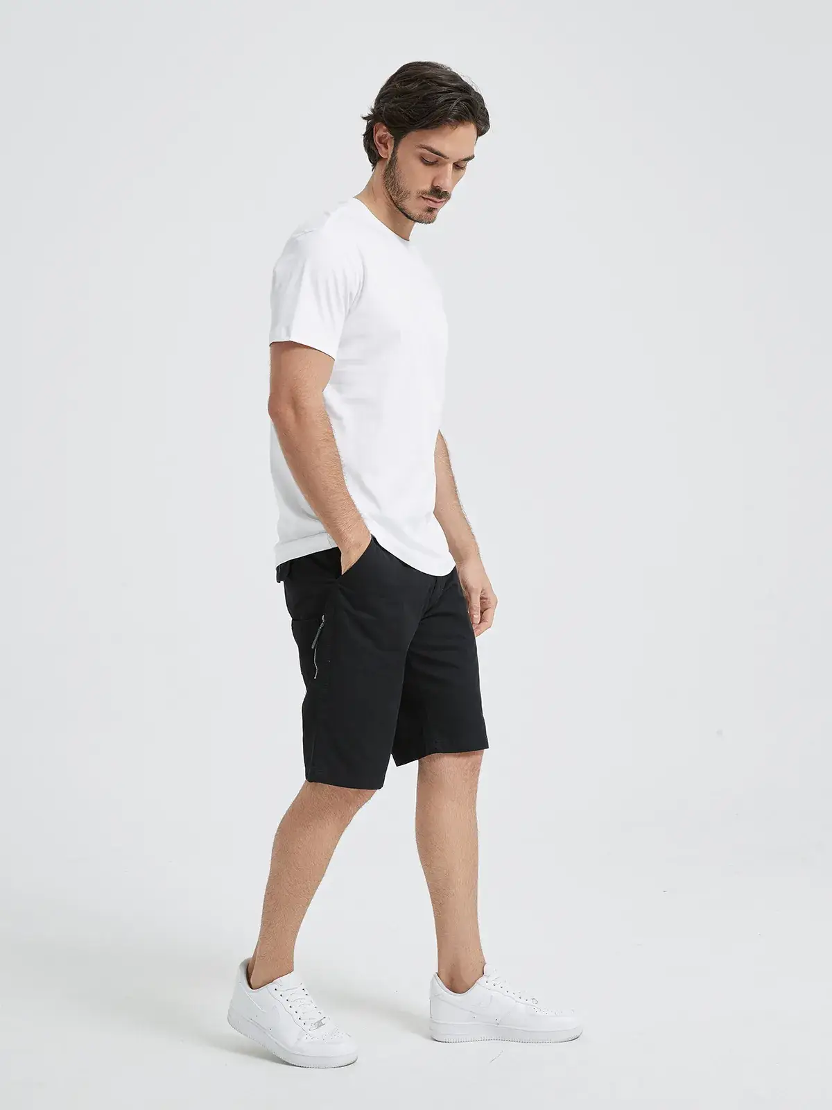 Men White Long Sleeve T-Shirt Summer Regular - Image 7