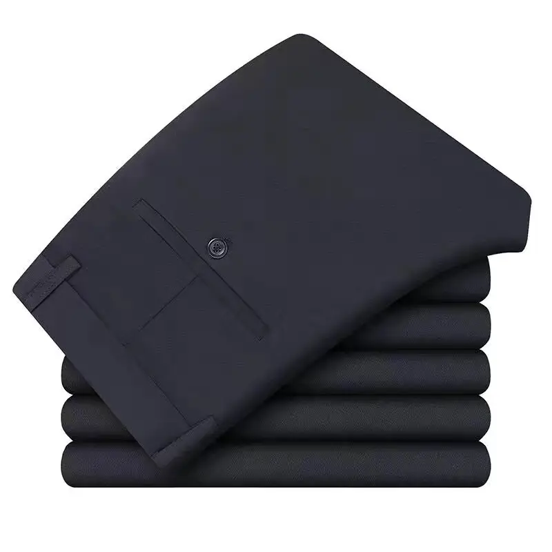 Men Black Fleece Lined Stretch Trouser with Belt - Image 8