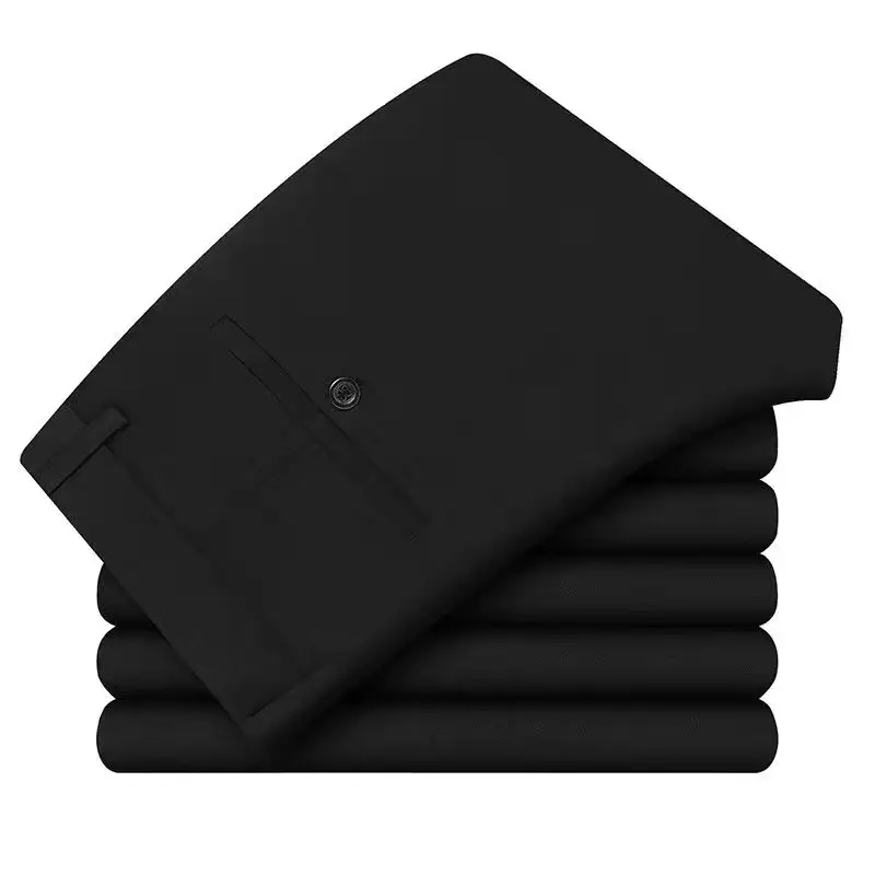 Men Black Fleece Lined Stretch Trouser with Belt - Image 10
