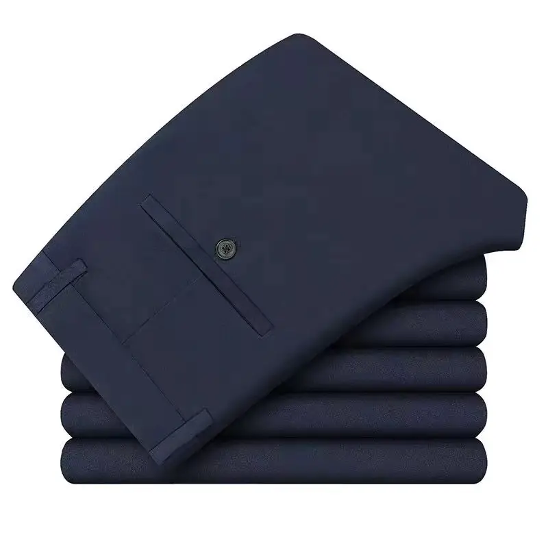 Men Black Fleece Lined Stretch Trouser with Belt - Image 3