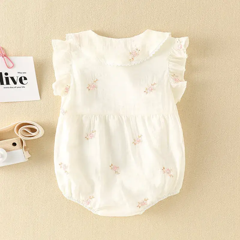 Baby Girl Jumpsuit Cream Princess Full Moon Harem Summer - Image 4